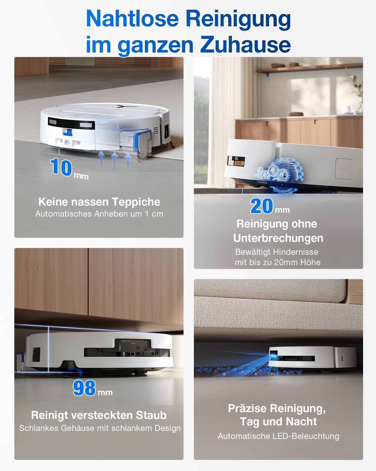 ECOVACS DEEBOT T80 Omni Saugroboter 18000Pa mit Wischfunktion Weiß