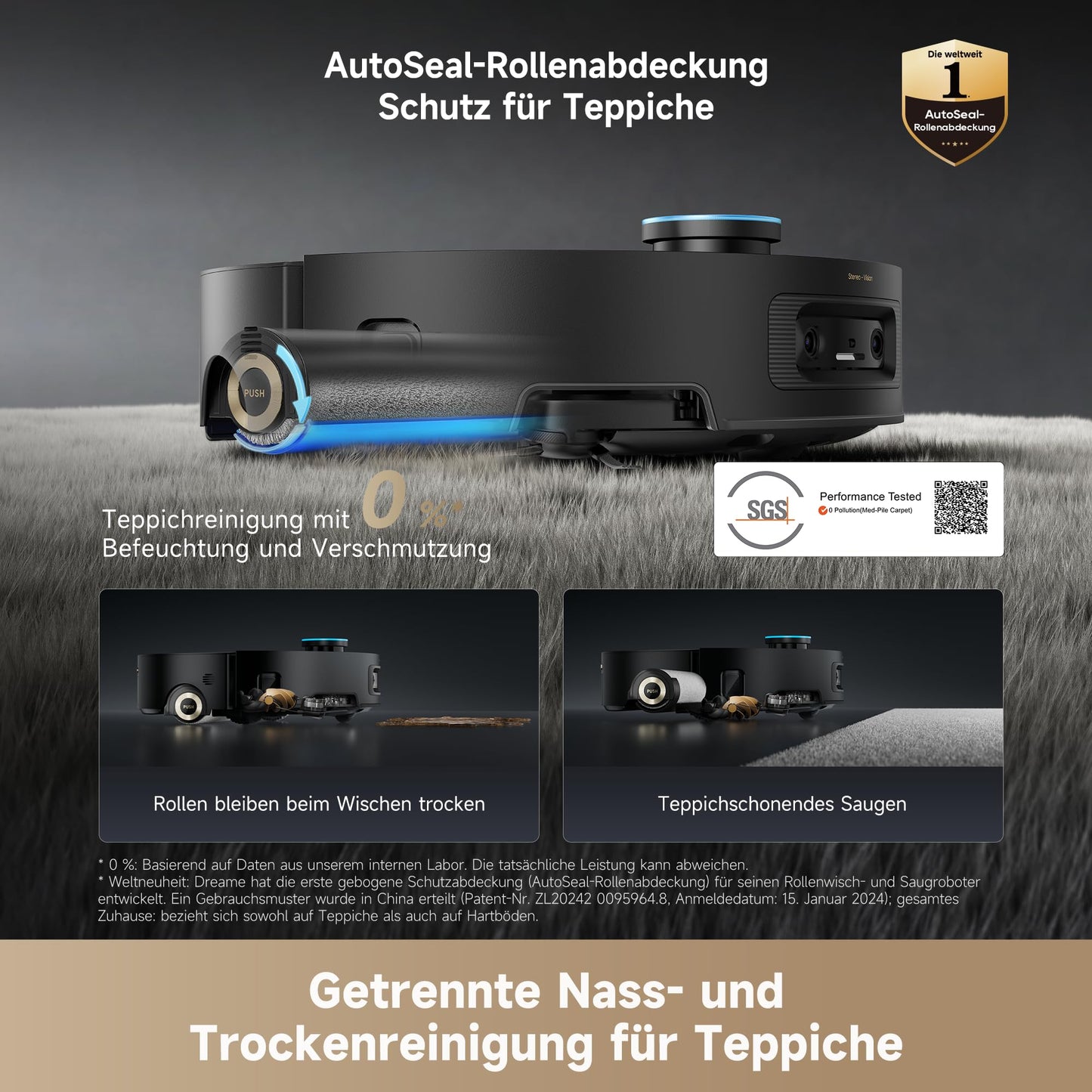 Dreame Aqua10 Ultra Roller Saugroboter 30000Pa mit Wischfunktion Schwarz