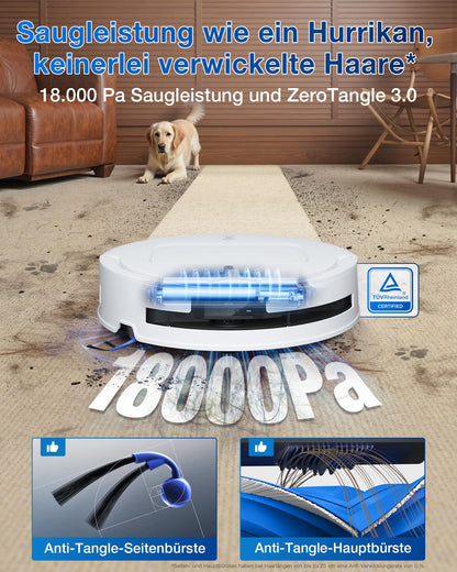 ECOVACS DEEBOT T80 Omni Saugroboter 18000Pa mit Wischfunktion Weiß